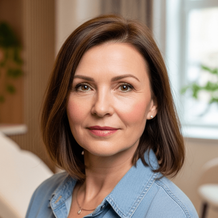 Pacjentka 50+ na konsultacji PDLLA w menopauzie w gabinecie Lea Clinic w Krakowie, lekarz analizuje skórę