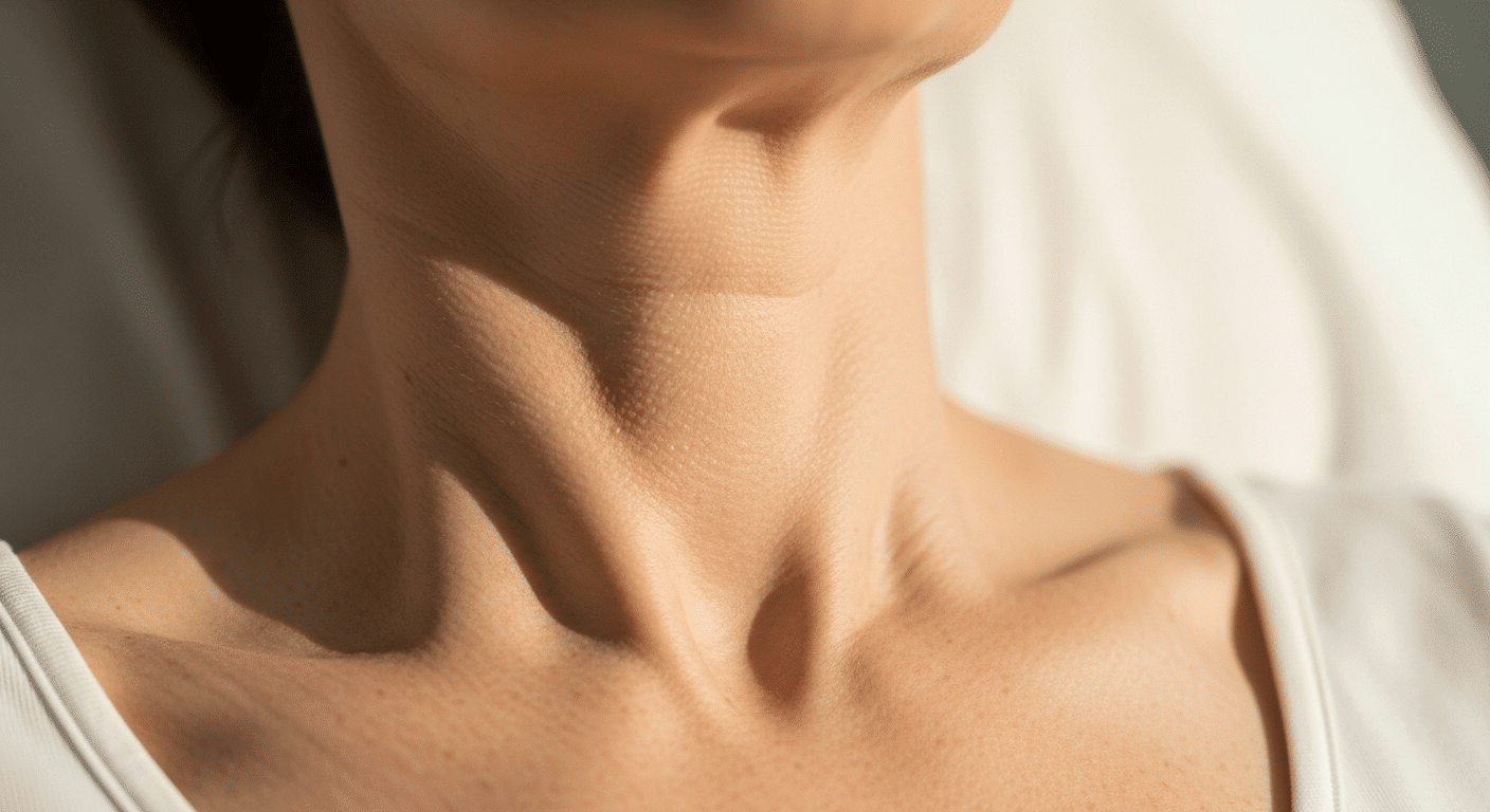 Lekarz Lea Clinic wykonuje iniekcję biostymulatora w okolicę szyi pacjentki po 45. roku życia, gabinet medyczny Kraków